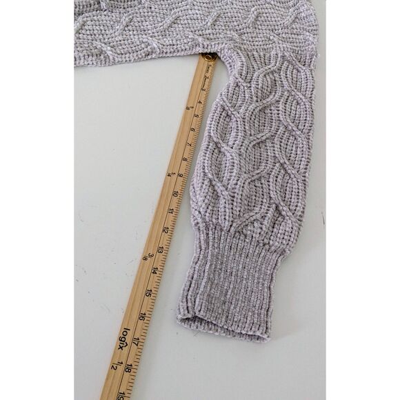 Women's Pink Rose Gray Chunky Cable Knit Sweater Size XS - Picture 6 of 7